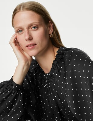 

M&S Collection Blusa de manga blusón estampadaWomens - Black Mix, Black Mix