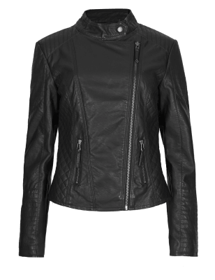 Faux Leather Quilted Biker Jacket | M&S Collection | M&S