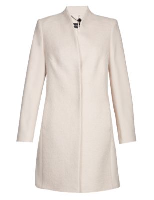 Wool Blend Collarless Coat with Cashmere | Autograph | M&S