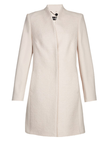 Wool Blend Collarless Coat with Cashmere | Autograph | M&S