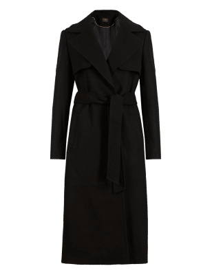 Wool Blend Military Belted Long Overcoat with Cashmere | M&S Collection ...