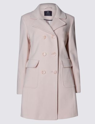 Wool Blend Double Breasted Overcoat with Cashmere | M&S Collection | M&S