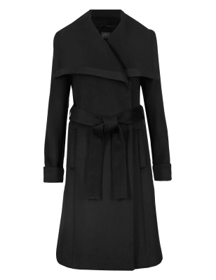 Wool Blend Oversized Collar Belted Overcoat | M&S Collection | M&S