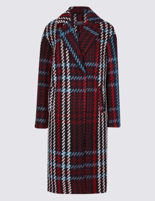 marks and spencer checked coat