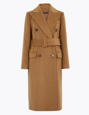Belted Double Breasted Longline Coat M S Collection M S