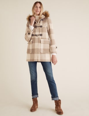 marks and spencer checked coat