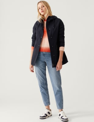 

Womens M&S Collection Parka mit hohem Baumwollanteil, Kapuze und Stormwear™ - Midnight Navy, Midnight Navy
