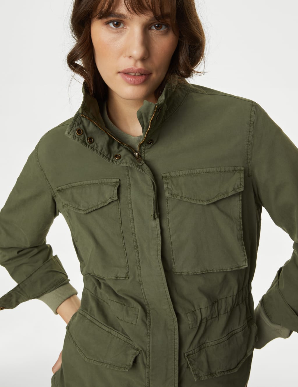 Cotton Rich Waisted Utility Jacket