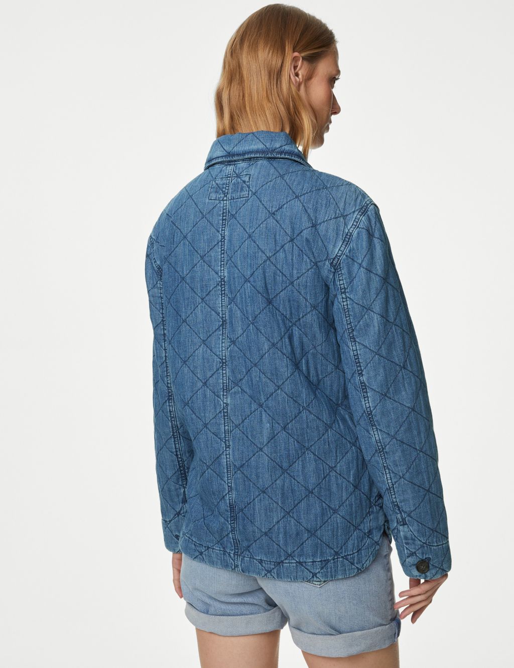 Pure Cotton Denim Quilted Shacket image 5