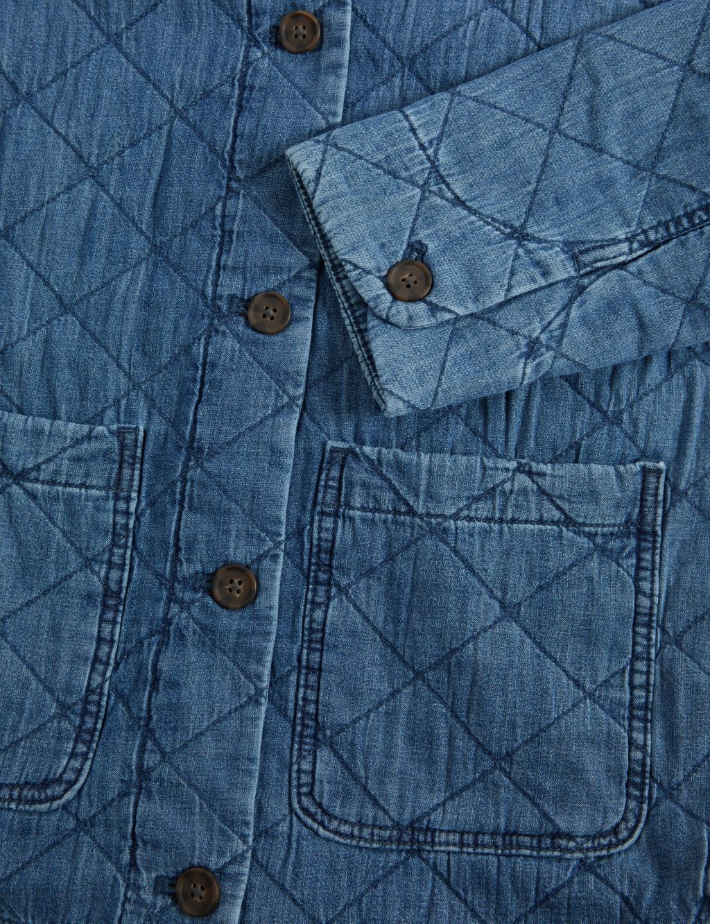 Pure Cotton Denim Quilted Shacket image 6