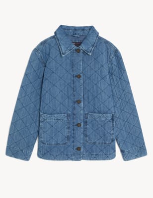 Pure Cotton Denim Quilted Shacket