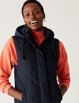 

Womens M&S Collection Recycled Thermowarmth™ Hooded Puffer Gilet - Midnight Navy, Midnight Navy