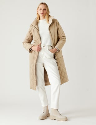 

Womens M&S Collection Quilted Stormwear™ Longline Puffer Coat - Medium Beige, Medium Beige