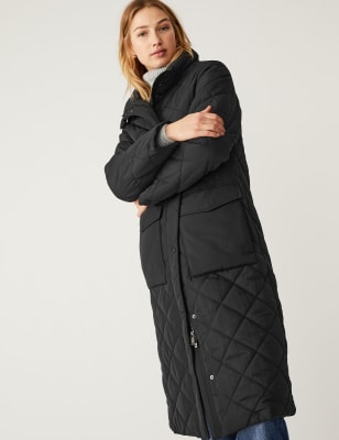 Quilted Funnel Neck Longline Puffer Coat | M&S Dubai