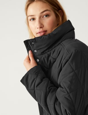 Quilted Funnel Neck Longline Puffer Coat | M&S NZ