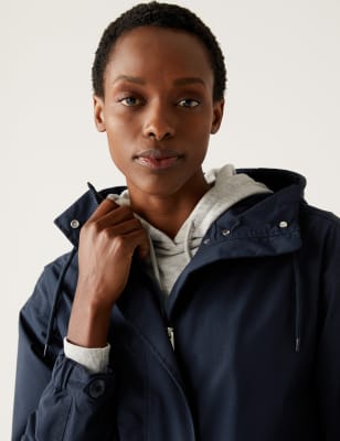 

Womens M&S Collection Waterproof Hooded High Neck Parka Coat - Midnight Navy, Midnight Navy