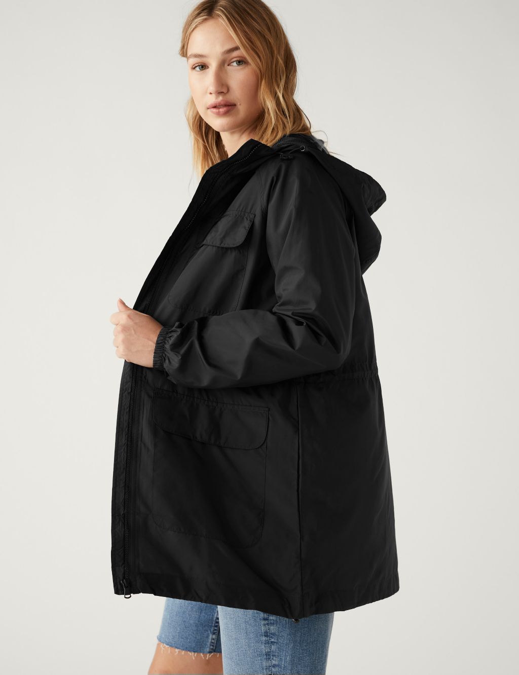 Showerproof Hooded Packaway Raincoat image 4