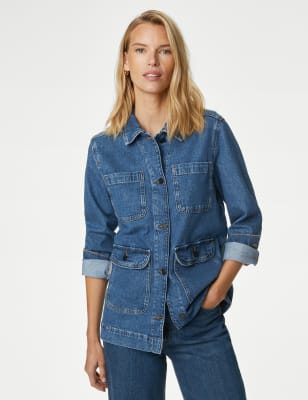 

Womens M&S Collection Cotton Rich Denim Utility Jacket - Indigo, Indigo