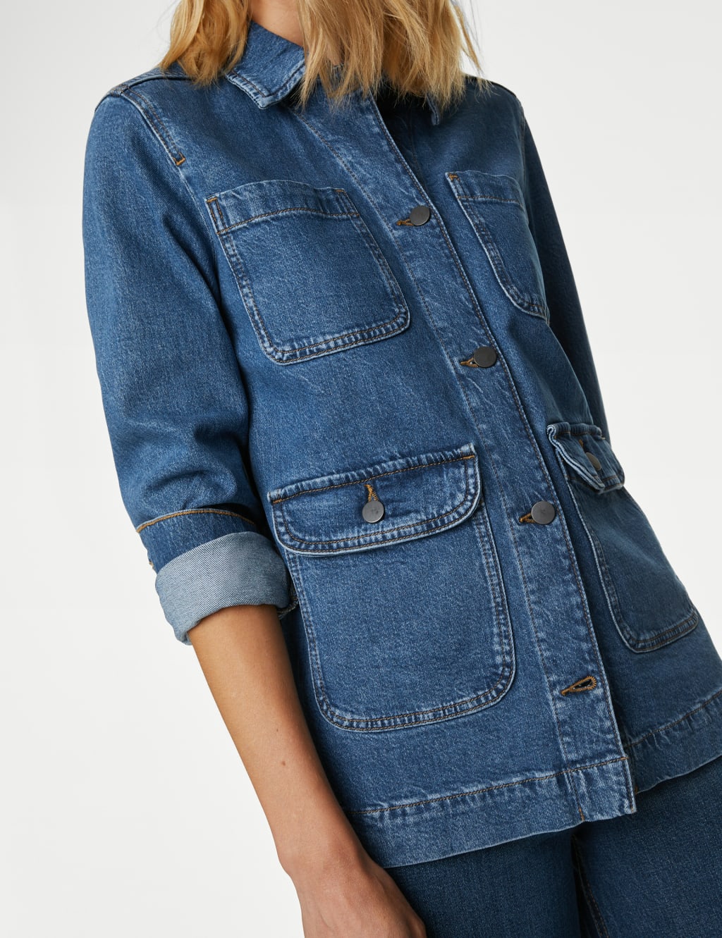 Cotton Rich Denim Utility Jacket image 3