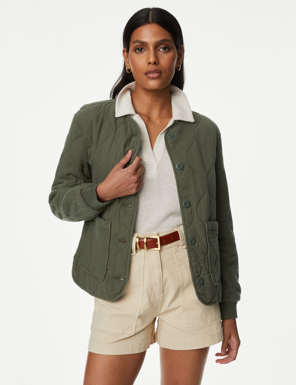 Pure Cotton Textured Quilted Jacket image 2