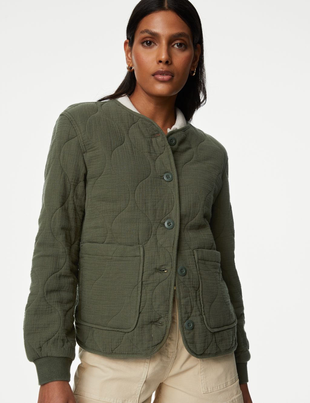 Pure Cotton Textured Quilted Jacket image 3