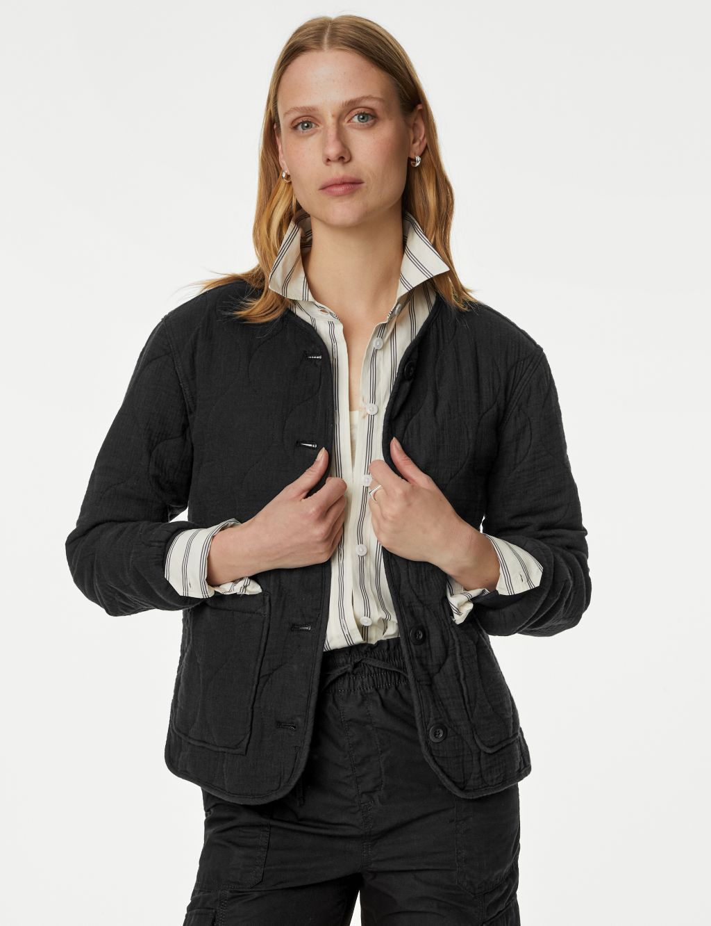 Pure Cotton Textured Quilted Jacket image 1