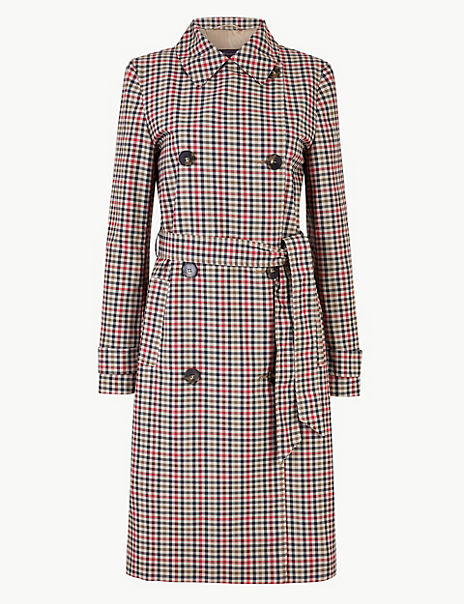 Checked Double Breasted Trench Coat | M&S Collection | M&S