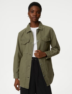 

Womens M&S Collection Denim Collared Shacket - Hunter Green, Hunter Green