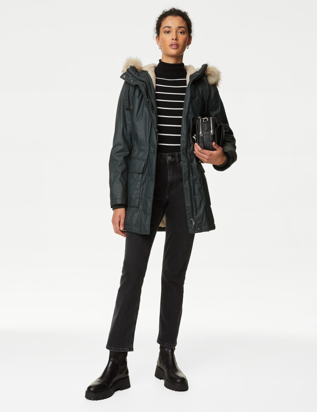 Stormwear™ Waxed Faux Fur Lined Hooded Parka image 3