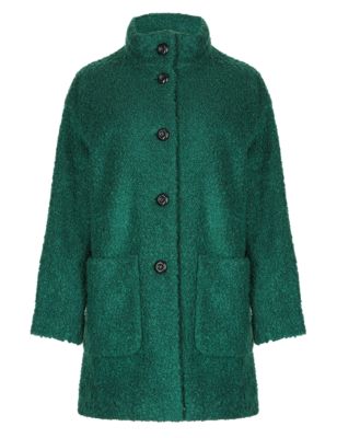 Oversized Bouclé Funnel Neck Cocoon Coat with Wool | M&S Collection | M&S