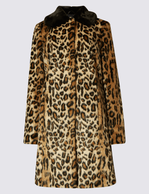 Faux Fur Leopard Print Coat | Per Una | M&S