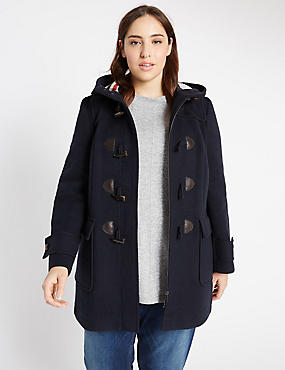 PLUS Hooded Duffle Coat with Wool