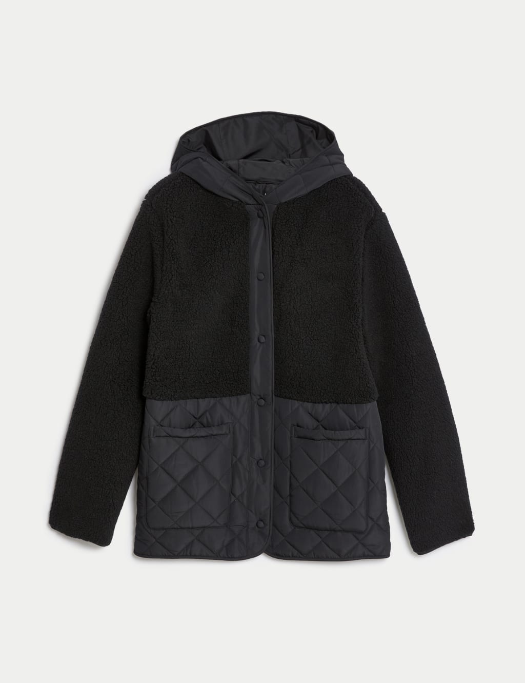 Borg Quilted Hooded Puffer Jacket image 2