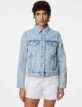 Pure Cotton Denim Floral Embroidered Jacket