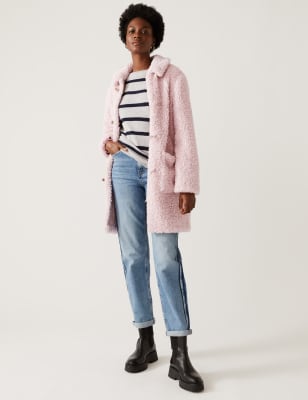 Pale pink teddy on sale coat