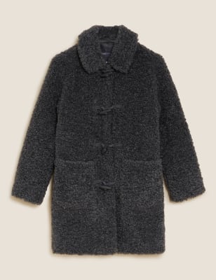 Chocolate Brown Longline Borg Teddy Coat