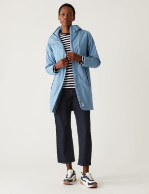 

M&S Collection Impermeable de goma con capucha y cuello chimeneaWomens - Grey Blue, Grey Blue