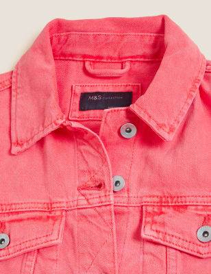 

Womens M&S Collection Denimjacke aus reiner Baumwolle - Bright Coral, Bright Coral