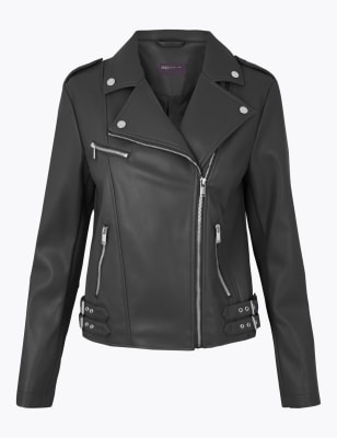 Faux-Leather Moto Jacket