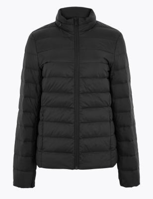 black longline puffer coat
