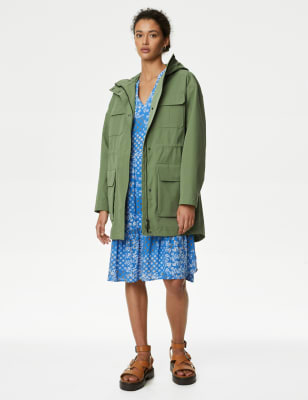 Womens Green Cotton Mix Coats Jackets