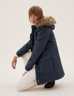 

M&S Collection Abrigo parka con forro imitación de piel de efecto enceradoWomens - Navy, Navy