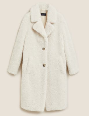 White longline hot sale teddy coat