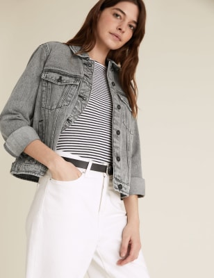 Grey denim jacket clearance womens