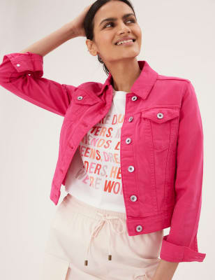 pink denim jacket