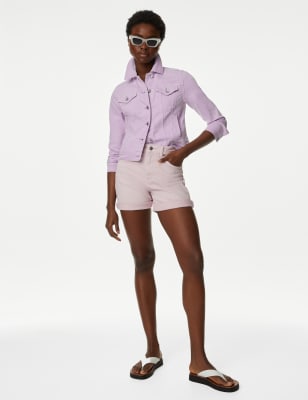 

Womens M&S Collection Denim-Jacke mit hohem Baumwollanteil und Stretch - Lilac, Lilac