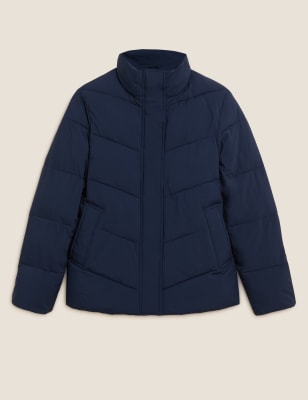per una padded collarless puffer jacket