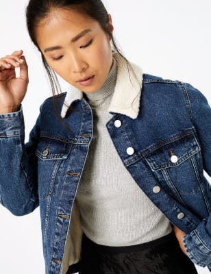 Ladies denim borg on sale jacket