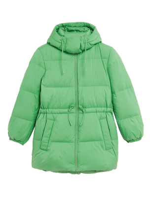 

Womens M&S Collection Feather & Down Drawstring Waist Puffer Coat - Washed Green, Washed Green