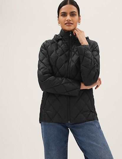 Feather & Down Quilted Puffer Jacket